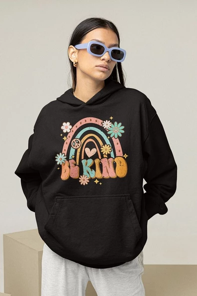 Be Kind Yazılı Unisex Oversize Hoodie