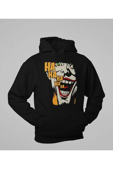 Ha Ha Ha Yazılı Joker Baskılı Unisex Oversize Dc Hoodie