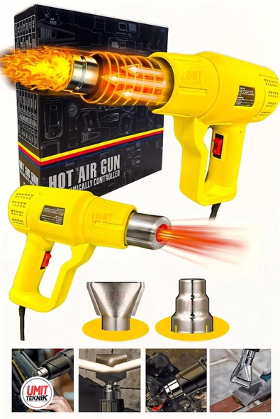 Yüksek   Eronomik Bakır Sargılı 2 Kademeli  Isı Ayarlı Sıcak Hava Üfleme Tabancası Set - Resim 3