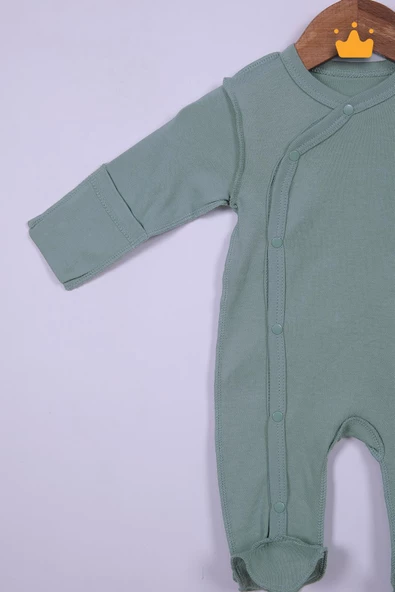 Babyhola 48cm Prematüre Serisi %100 Pamuk Dıştan Dikişli Boydan Çıtçıtlı Patikli Tulum Bere Önlük Takım 22416 - 12