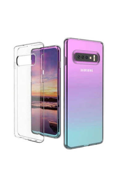 TechnoGuru Samsung Galaxy S10 Plus Kamera Korumalı Şeffaf Sheer Premium Silikon Kılıf