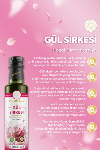 Gül Sirkesi Doğal Fermantasyon Rose Vinegar 500 Ml - 3