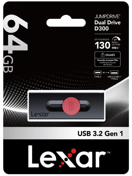Lexar 64gb Usb Typec D300 100MB/s USB3.2 Flash Bellek - 3