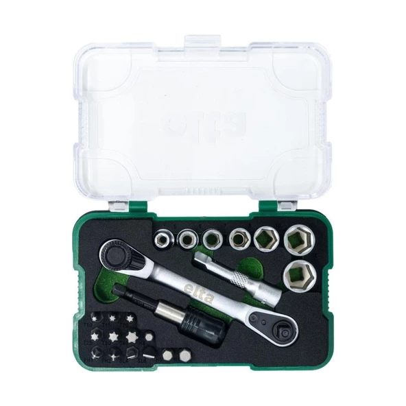 Elta 1/4" Altıköşe Cırcırlı Lokma Anahtar ve Bits Uç Seti 23 Parça - 3