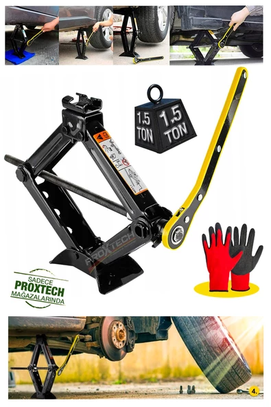 Araba Kaldırma Oto Krikosu 1.5Ton-1500 KG Cırcır Kollu  Yüksek  Kalite  Makas Cırcır Otomatik Kriko - Resim 4