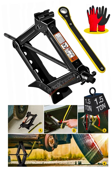 Araba Kaldırma Oto Krikosu 1.5Ton-1500 KG Cırcır Kollu  Yüksek  Kalite  Makas Cırcır Otomatik Kriko ürün görseli