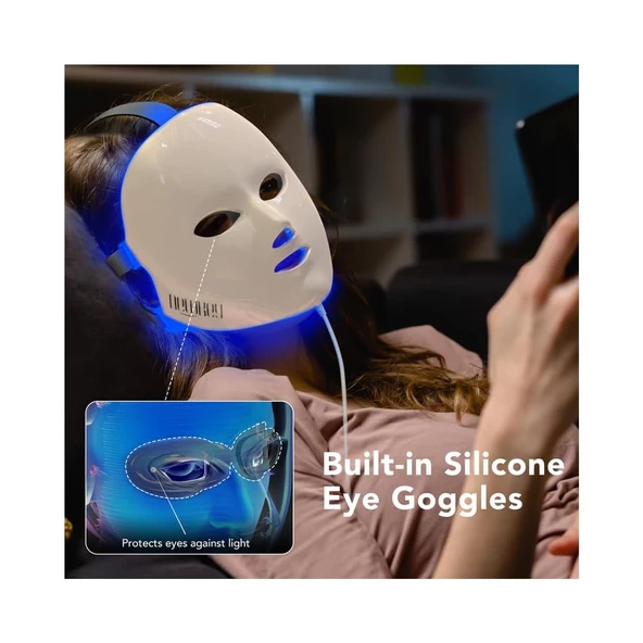 NEWKEY bakım için Mavi Işık Terapisi 7 Renk LED Yüz Maskesi - 2