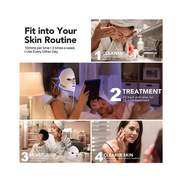 NEWKEY bakım için Mavi Işık Terapisi 7 Renk LED Yüz Maskesi - 3