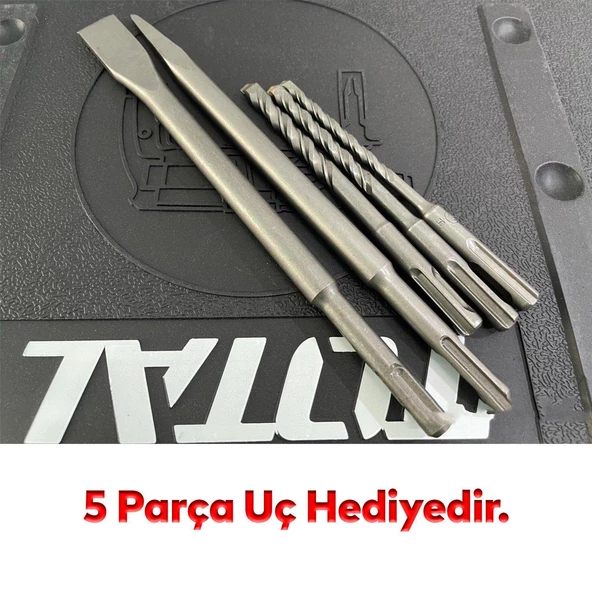 Total Kırıcı Delici 4 Kg Darbeli Matkap 1500 W Metal Beton Ahşap Elektropnömatik Delme Hilti - 6