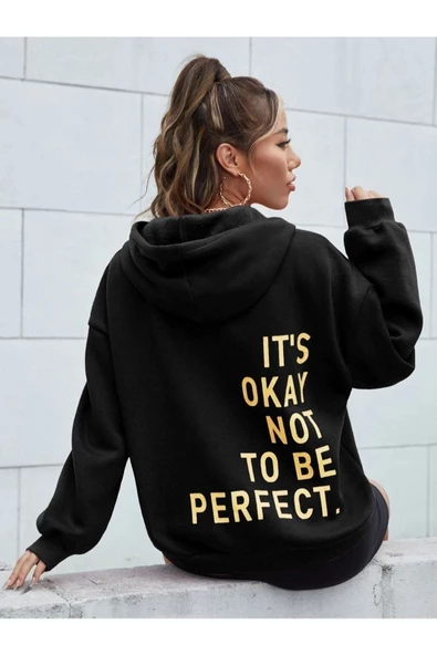 Unisex Its Okey Baskılı Oversize Kapüşonlu Sweatshirt - 9