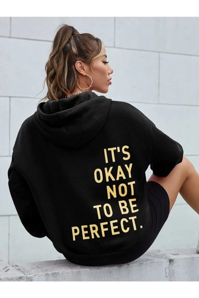 Unisex Its Okey Baskılı Oversize Kapüşonlu Sweatshirt - 10