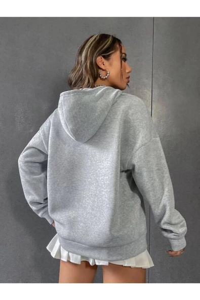 Unisex Los Angeles 91 Baskılı Oversize Kapşonlu Sweatshirt - 6