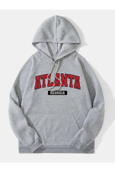 Unisex Atalanta Baskılı Oversize Kapşonlu Sweatshirt