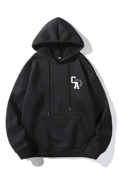 Unisex California Baskılı Oversize Kapşonlu Sweatshirt ürün görseli 1