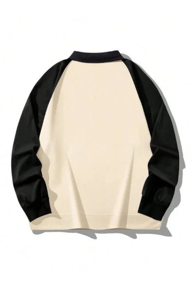 Unisex Ny Baskılı Oversize Polo Yaka Fermuarlı Sweatshirt - 4
