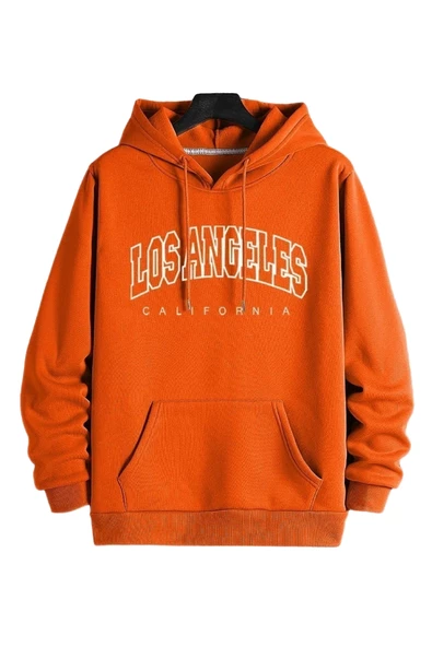 Unisex Los Angeles Baskılı Oversize Kapşonlu Sweatshirt - Resim 4