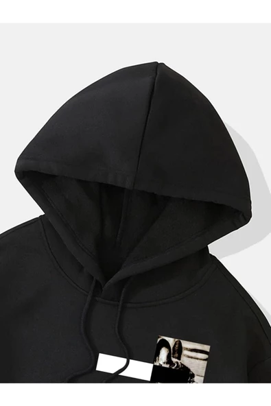 Unisex New Moment Baskılı Oversize Kapşonlu Sweatshirt - Resim 10