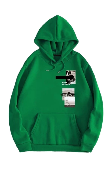 Unisex New Moment Baskılı Oversize Kapşonlu Sweatshirt - Resim 2