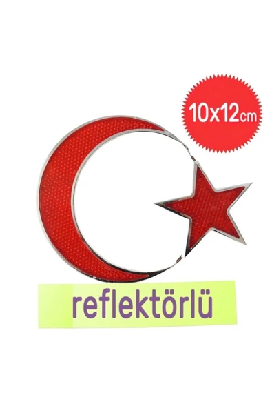 Türk Bayrağı Ay Yıldız Reflektör Arma Çıkartma Oto Yapışma Amblem - 2