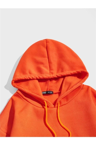 Unisex Gülücük Baskılı Oversize Kapşonlu Sweatshirt - 5