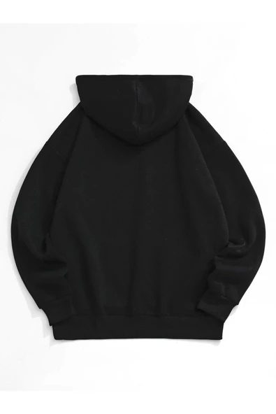 Unisex Gülücük Baskılı Oversize Kapşonlu Sweatshirt - 3