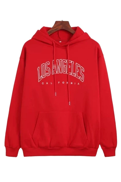 Unisex Los Angeles Baskılı Oversize Kapşonlu Sweatshirt ürün görseli 1
