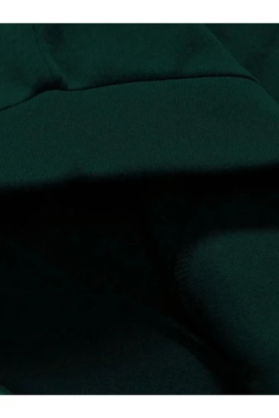 Unisex Yeşil New York Baskılı Oversize Parçalı Polo Yaka Fermuarlı Sweatshirt - 2