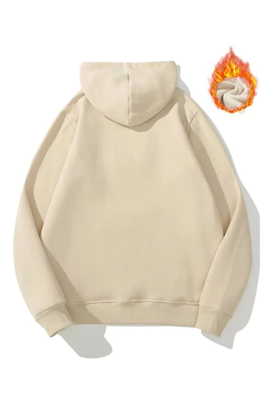 Unisex Ayıcık Baskılı Oversize Kapşonlu Sweatshirt - 7