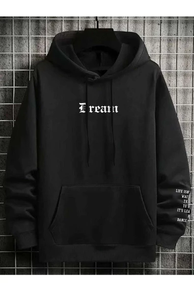 Unisex Dream Baskılı Oversize Kapşonlu Sweatshirt - 5