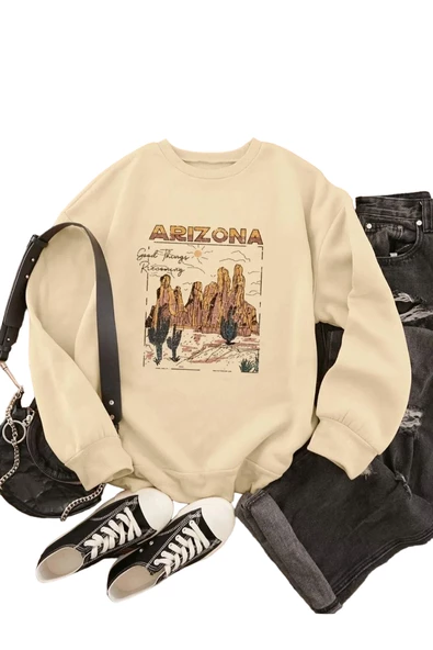 Unisex Arizona Bisiklet Yaka Sweatshirt