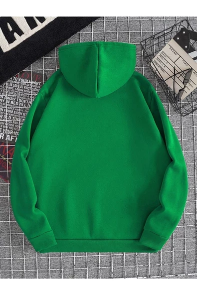 Unisex Heykel Baskılı Oversize Kapşonlu Sweatshirt - Resim 7