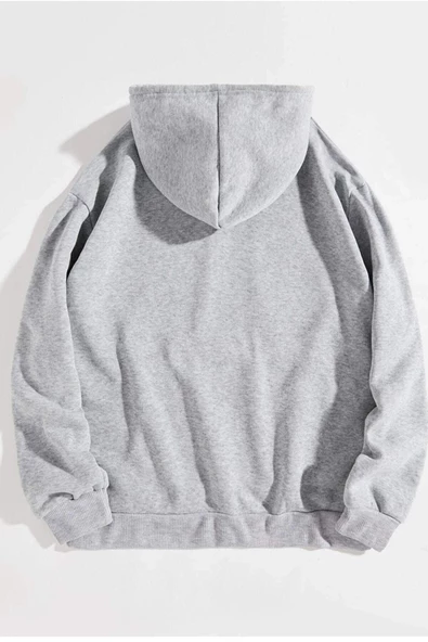 Unisex Newjersey Baskılı Oversize Kapşonlu Sweatshirt - 3