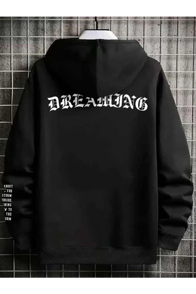 Unisex Dream Baskılı Oversize Kapşonlu Sweatshirt - 6