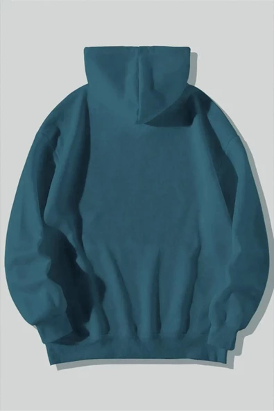 Unisex Happiest Baskılı Oversize Kapşonlu Sweatshirt - 5