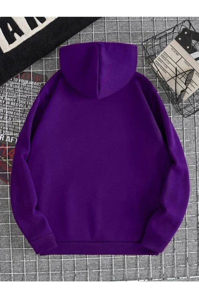 Unisex New Moment Baskılı Oversize Kapşonlu Sweatshirt - Resim 4