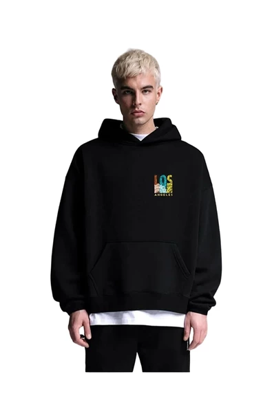 Unisex Los Angeles Oversize Kapüşonlu Sweatshirt