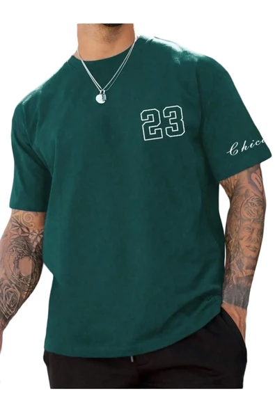 Erkek Chicago Baskılı Oversize T-shirt - 6