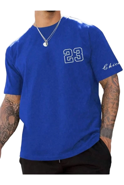 Erkek Chicago Baskılı Oversize T-shirt - 4