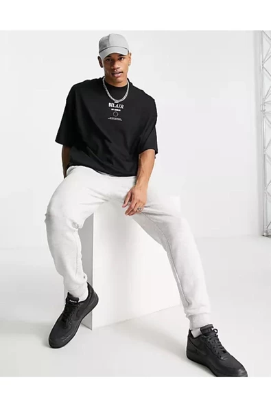 Erkek Siyah Belair Baskılı Oversize T-Shirt - 4