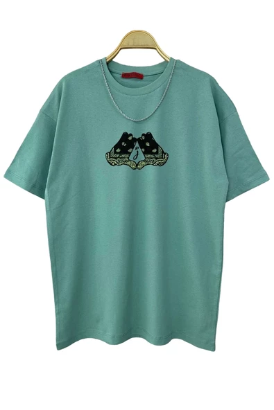Erkek El Detay Baskılı Oversize Tshirt - 3