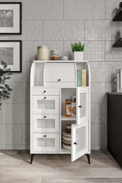 Merlin Mobilya ASTANA 9 Bölmeli Beyaz Kuru Bakliyat Saklama Kileri ve Ekmeklik - 4