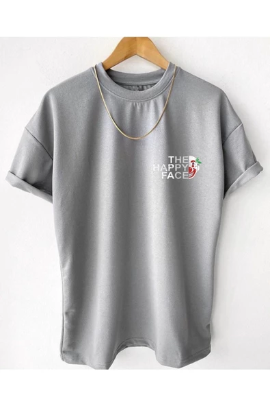 Erkek Happy Face Baskılı Oversize Tshirt - 5