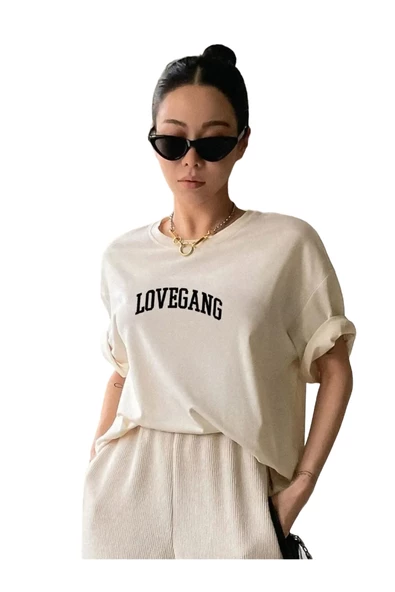 Kadın Lovegang Baskılı Tshirt