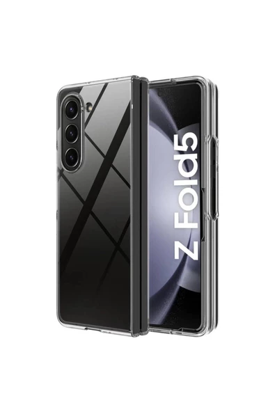 TechnoGuru Samsung Galaxy Z Fold 5 Kılıf Şeffaf Tasarımlı Droga Premium Kapak