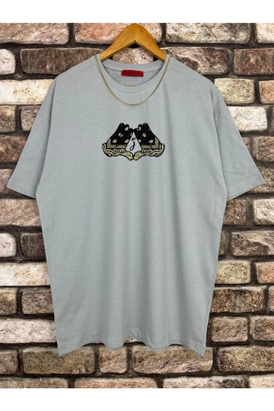 Erkek El Detay Baskılı Oversize Tshirt - 8