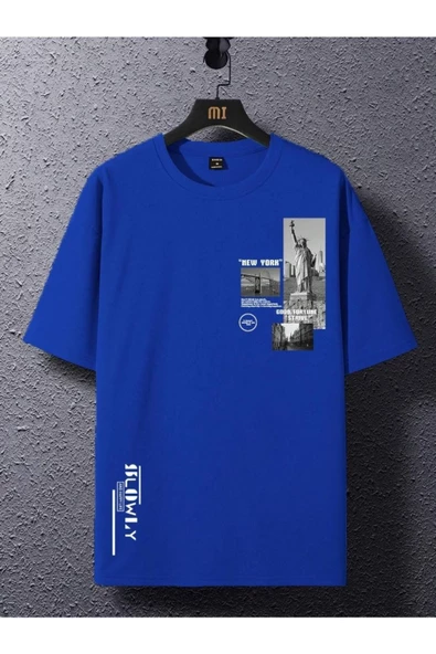 Erkek Slowly Baskılı Oversize T-shirt - 6