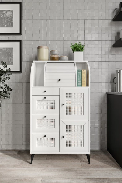 Merlin Mobilya ASTANA 9 Bölmeli Beyaz Kuru Bakliyat Saklama Kileri ve Ekmeklik