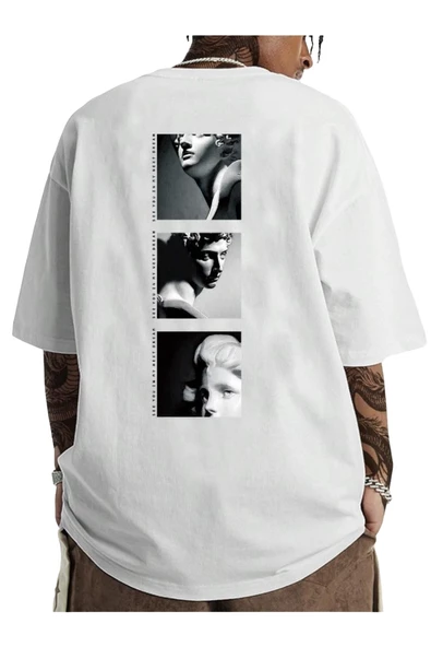 Erkek 3'lü Sırt Baskılı Oversize T-shirt - 4