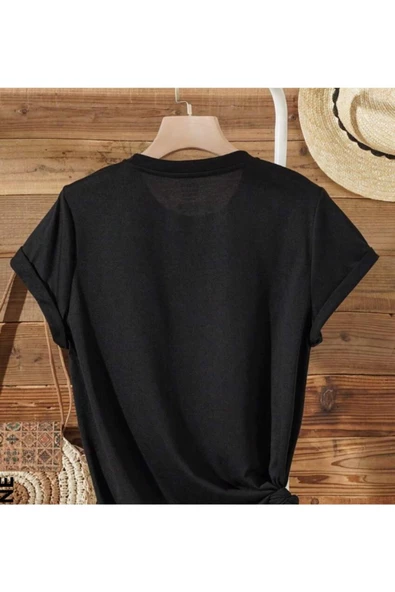 Kadın Kedi Cep Baskılı Regular T-shirt - 6