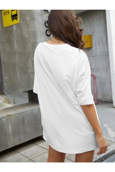 Kadın New York Baskılı Oversize T-Shirt - 10